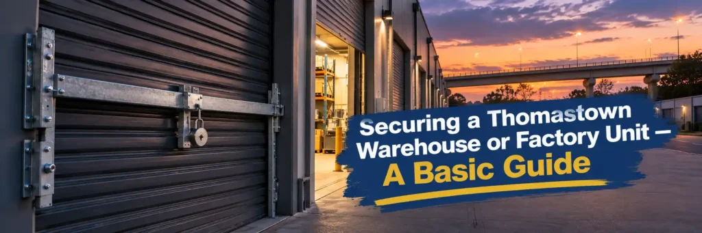 Warehouse roller door secured with a heavy-duty lock in Thomastown