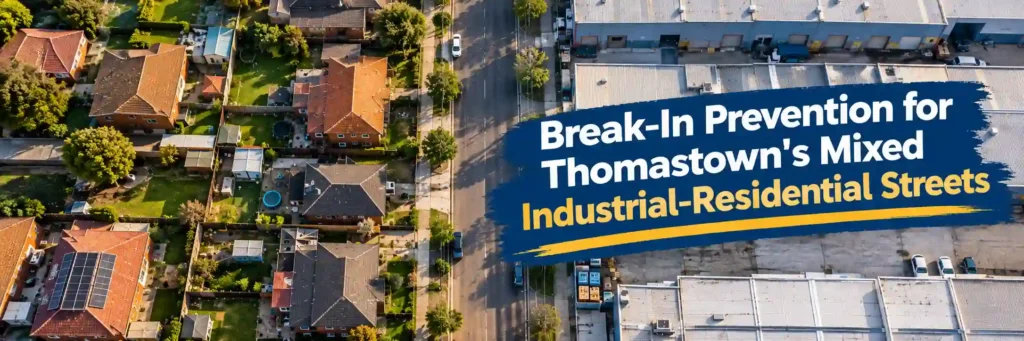 Aerial view of mixed residential and industrial streets in Thomastown
